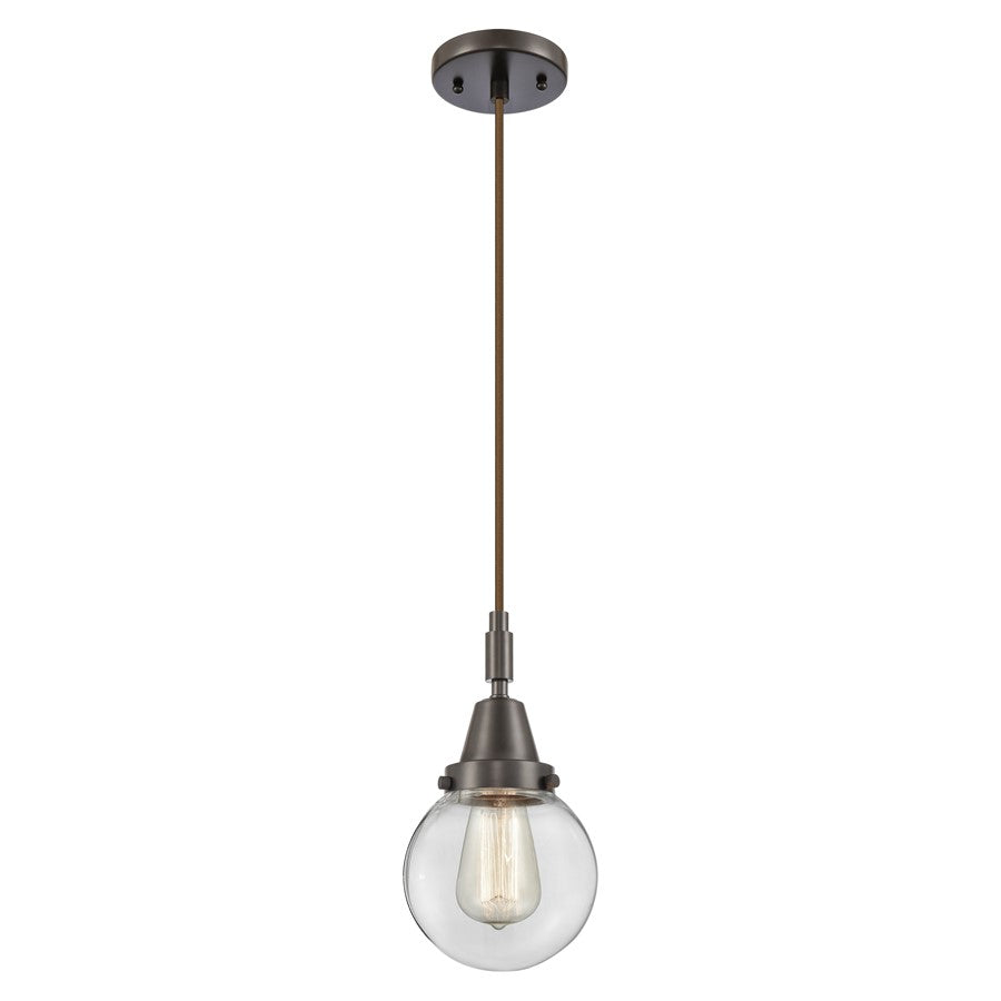 Innovations Caden Beacon 6" Cord Mini Pendant, Bronze/Clear - 447-1P-OB-G202-6