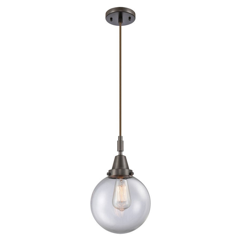 Innovations Caden Beacon 8" Cord Mini Pendant, Bronze/Clear - 447-1P-OB-G202-8