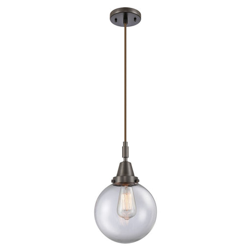 Innovations Caden Beacon 8" Cord Mini Pendant, Bronze/Clear - 447-1P-OB-G202-8