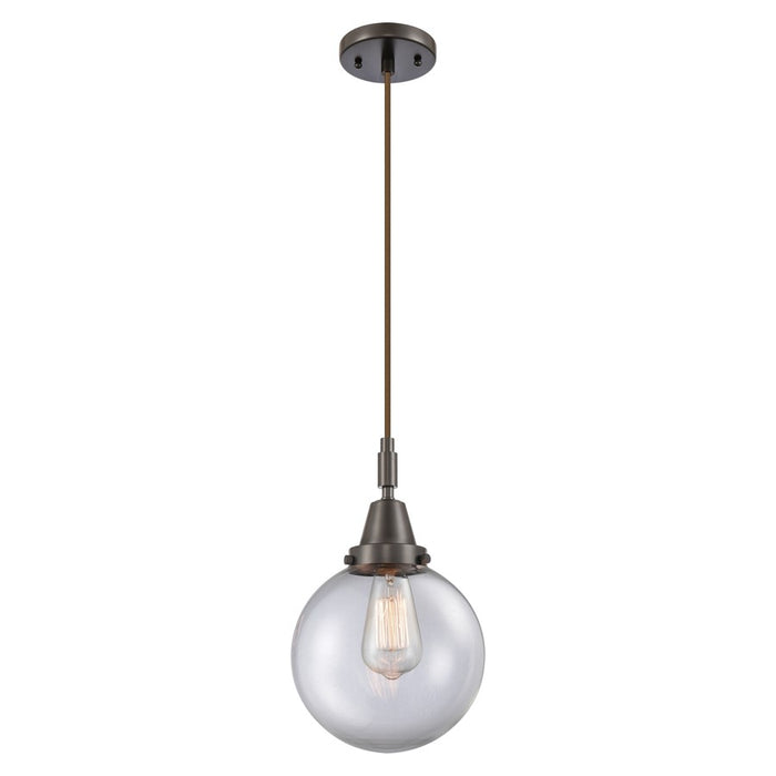 Innovations Caden Beacon 8" Cord Mini Pendant, Bronze/Clear - 447-1P-OB-G202-8
