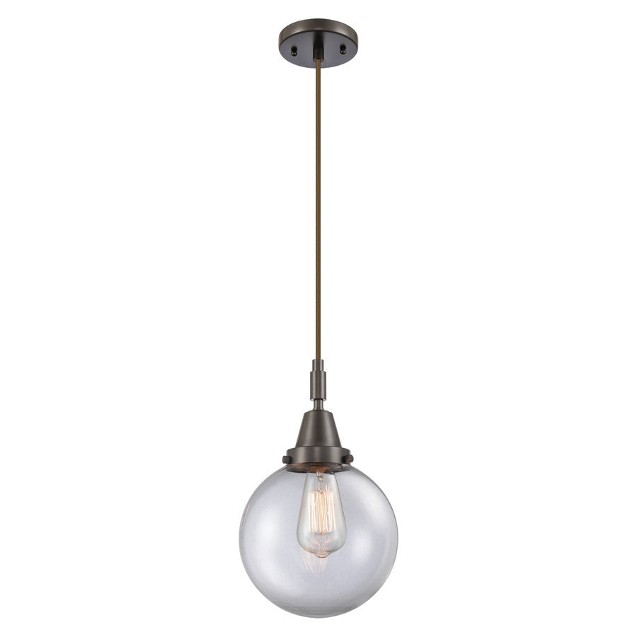 Innovations Caden Beacon 8" Cord Mini Pendant, Bronze/Clear - 447-1P-OB-G202-8