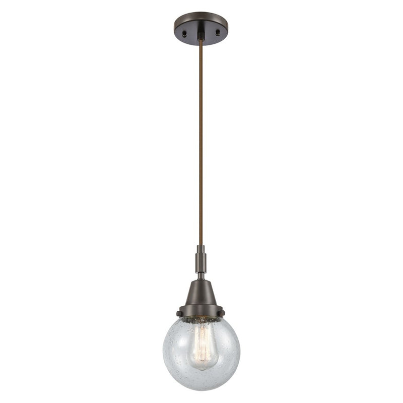 Innovations Caden Beacon 6" Cord Mini Pendant, Bronze/Seedy - 447-1P-OB-G204-6