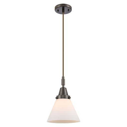 Innovations Caden Cone 1Lt 8" Cord Mini Pendant, Bronze/White - 447-1P-OB-G41