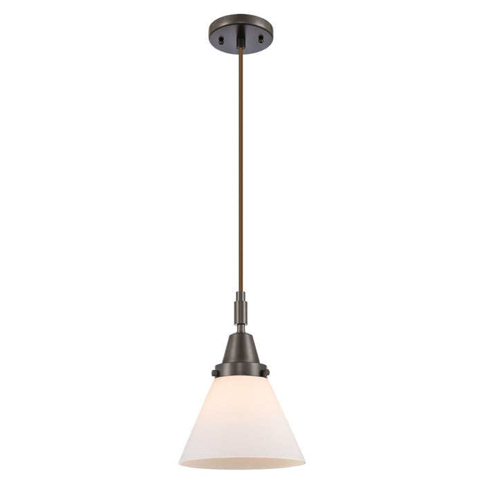 Innovations Caden Cone 1Lt 8" Cord Mini Pendant, Bronze/White - 447-1P-OB-G41