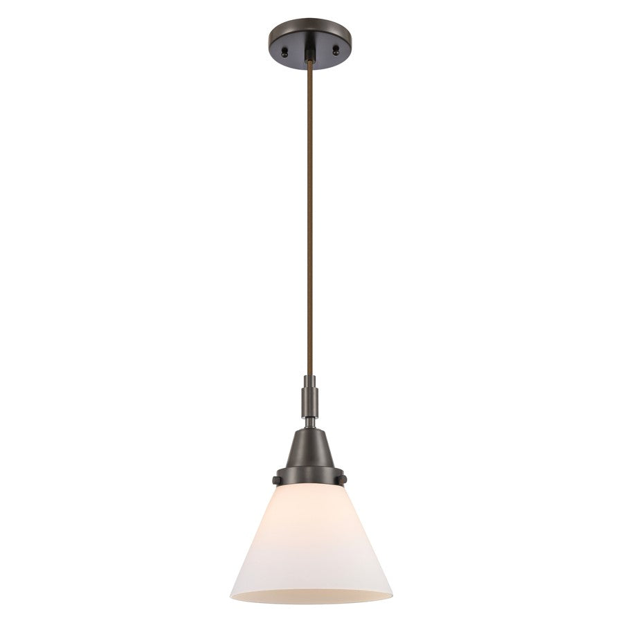 Innovations Caden Cone 1Lt 8" Cord Mini Pendant, Bronze/White - 447-1P-OB-G41