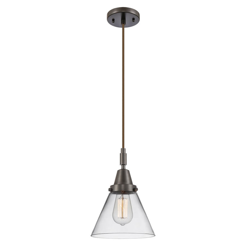 Innovations Caden Cone 1Lt 8" Cord Mini Pendant, Bronze/Clear - 447-1P-OB-G42