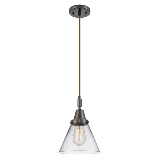 Innovations Caden Cone 1Lt 8" Cord Mini Pendant, Bronze/Clear - 447-1P-OB-G42