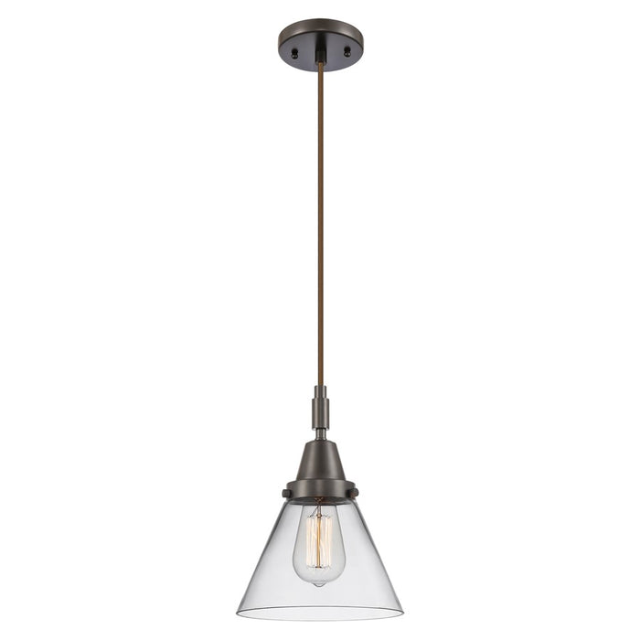 Innovations Caden Cone 1Lt 8" Cord Mini Pendant, Bronze/Clear - 447-1P-OB-G42