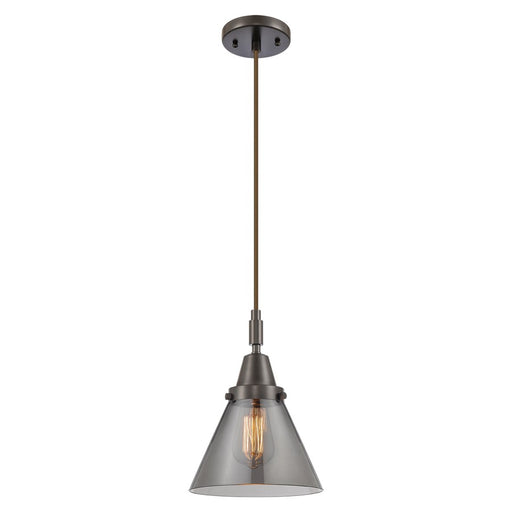 Innovations Caden Cone 1Lt 8" Cord Mini Pendant, Bronze/Smoke - 447-1P-OB-G43