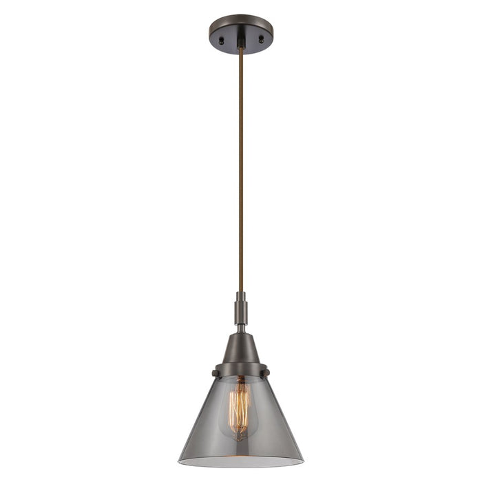 Innovations Caden Cone 1Lt 8" Cord Mini Pendant, Bronze/Smoke - 447-1P-OB-G43