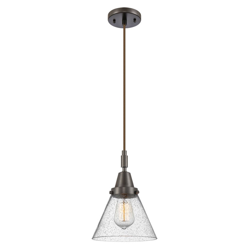 Innovations Caden Cone 1Lt 8" Cord Mini Pendant, Bronze/Seedy - 447-1P-OB-G44