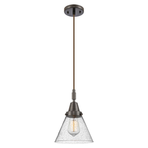 Innovations Caden Cone 1Lt 8" Cord Mini Pendant, Bronze/Seedy - 447-1P-OB-G44