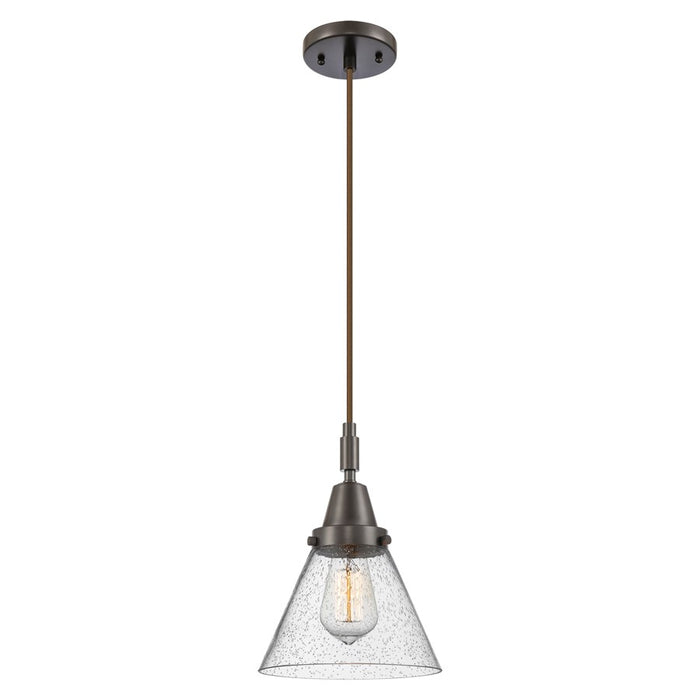 Innovations Caden Cone 1Lt 8" Cord Mini Pendant, Bronze/Seedy - 447-1P-OB-G44