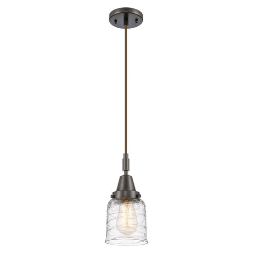 Innovations Caden Bell 5" Cord Mini Pendant, Bronze/Clear Deco - 447-1P-OB-G513
