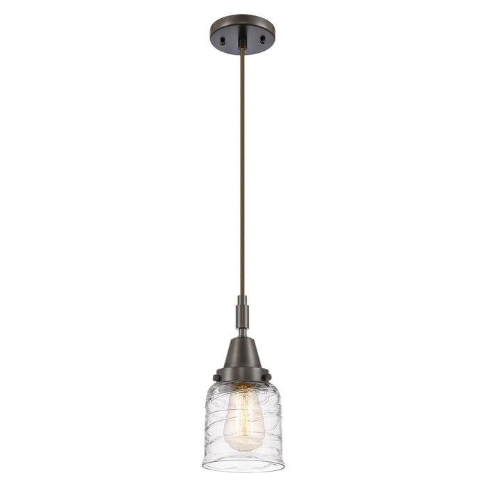 Innovations Caden Bell 5" Cord Mini Pendant, Bronze/Clear Deco - 447-1P-OB-G513