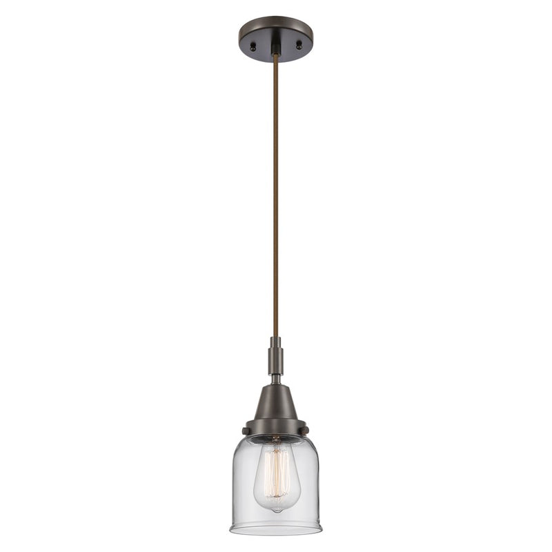 Innovations Caden Bell 1Lt 5" Cord Mini Pendant, Bronze/Clear - 447-1P-OB-G52
