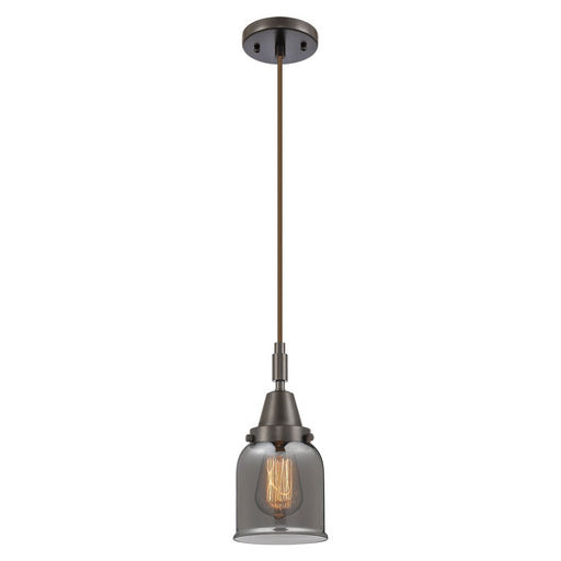 Innovations Caden Bell 1Lt 5" Cord Mini Pendant, Bronze/Smoke - 447-1P-OB-G53