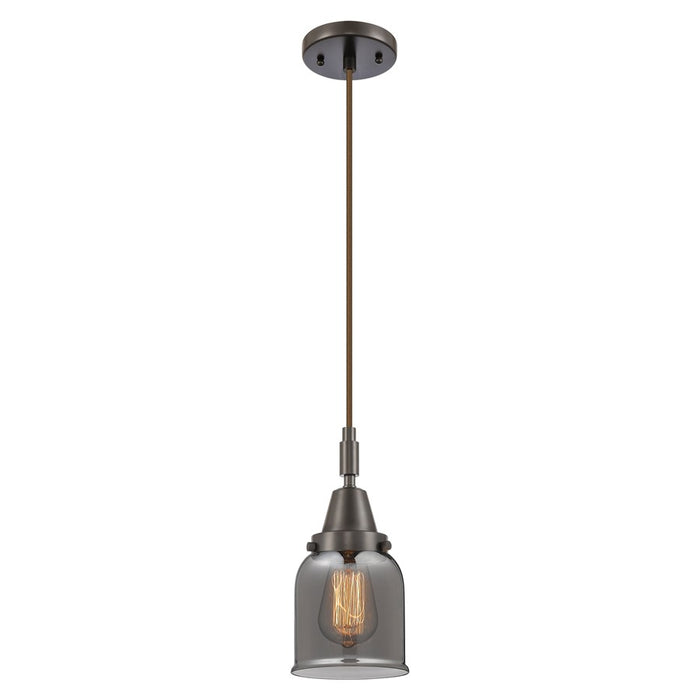 Innovations Caden Bell 1Lt 5" Cord Mini Pendant, Bronze/Smoke - 447-1P-OB-G53