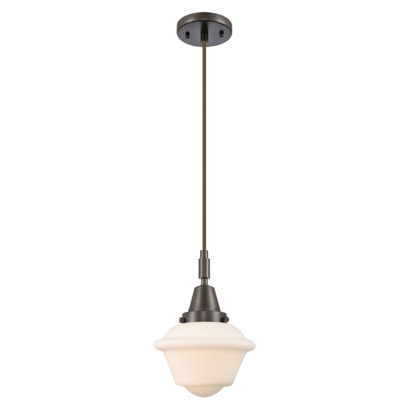 Innovations Caden Oxford 1Lt 7" Cord Mini Pendant, Bronze/White - 447-1P-OB-G531