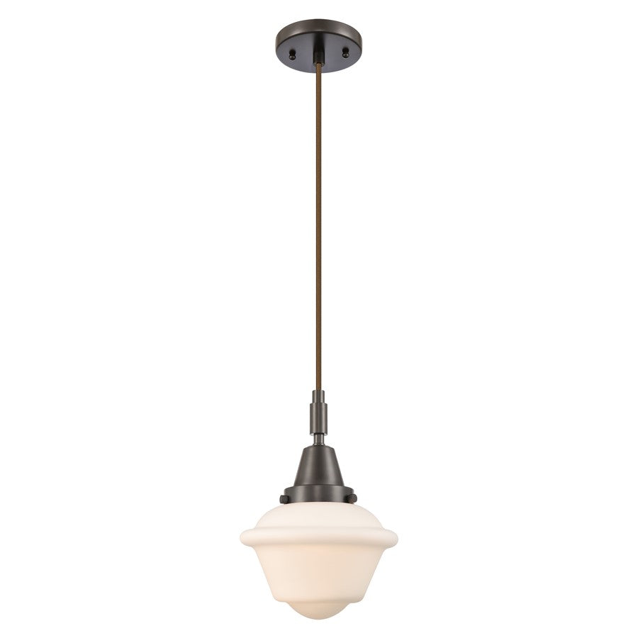 Innovations Caden Oxford 1Lt 7" Cord Mini Pendant, Bronze/White - 447-1P-OB-G531