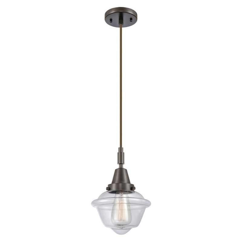 Innovations Caden Oxford 1Lt 7" Cord Mini Pendant, Bronze/Clear - 447-1P-OB-G532