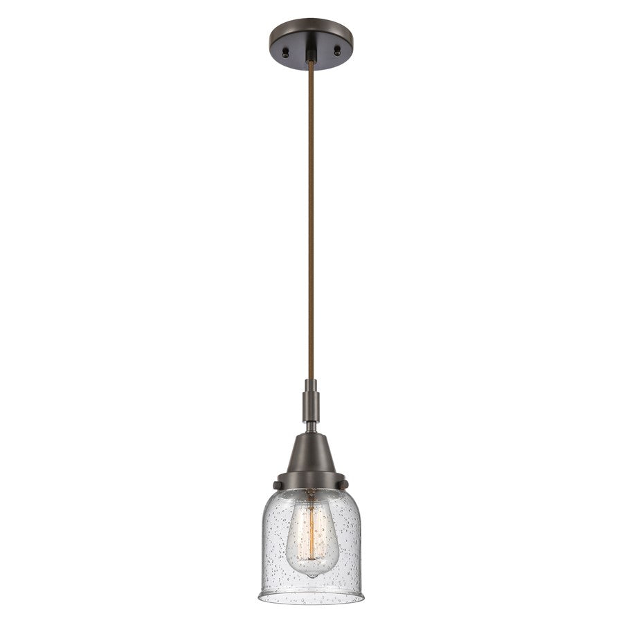 Innovations Caden Bell 1Lt 5" Cord Mini Pendant, Bronze/Seedy - 447-1P-OB-G54