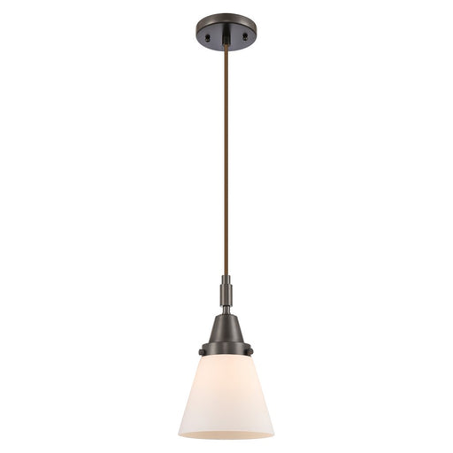 Innovations Caden Cone 1Lt 6" Cord Mini Pendant, Bronze/White - 447-1P-OB-G61