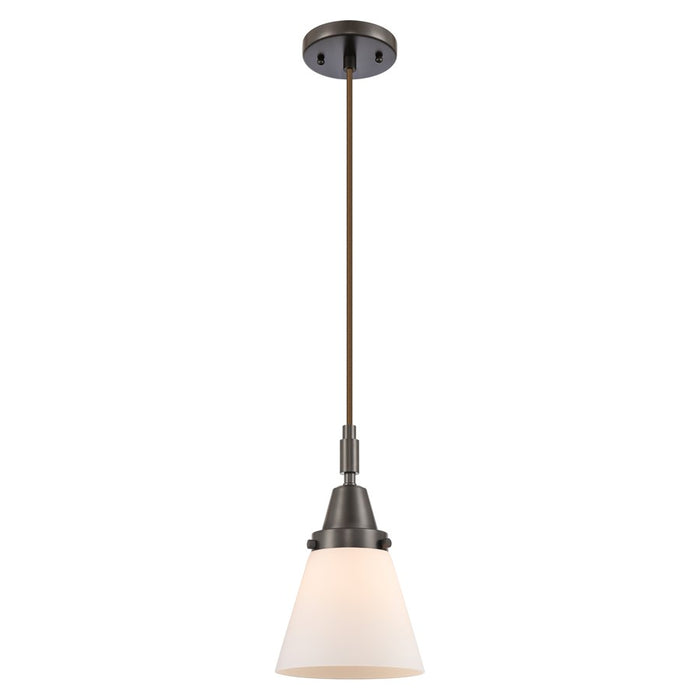 Innovations Caden Cone 1Lt 6" Cord Mini Pendant, Bronze/White - 447-1P-OB-G61