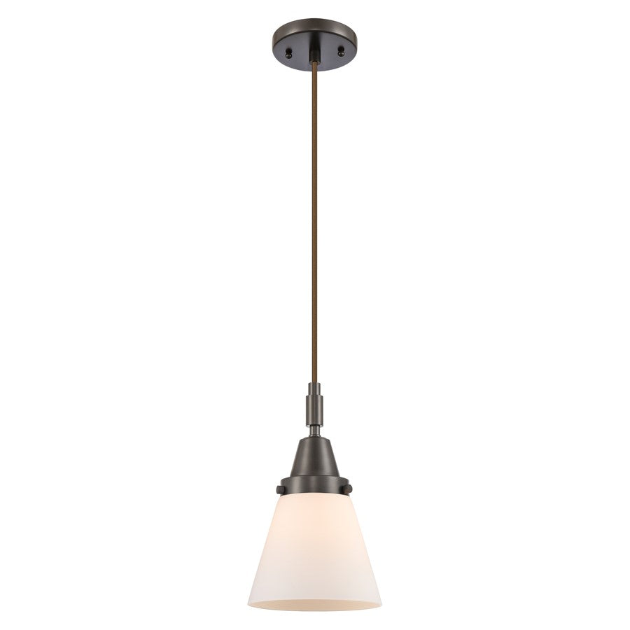 Innovations Caden Cone 1Lt 6" Cord Mini Pendant, Bronze/White - 447-1P-OB-G61