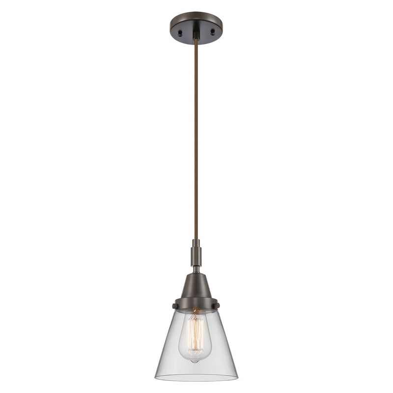 Innovations Caden Cone 1Lt 6" Cord Mini Pendant, Bronze/Clear - 447-1P-OB-G62