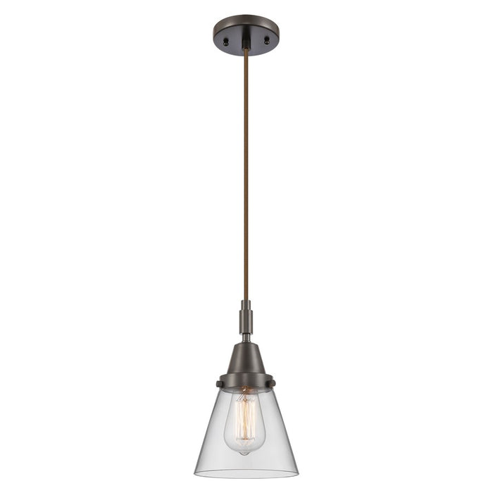 Innovations Caden Cone 1Lt 6" Cord Mini Pendant, Bronze/Clear - 447-1P-OB-G62