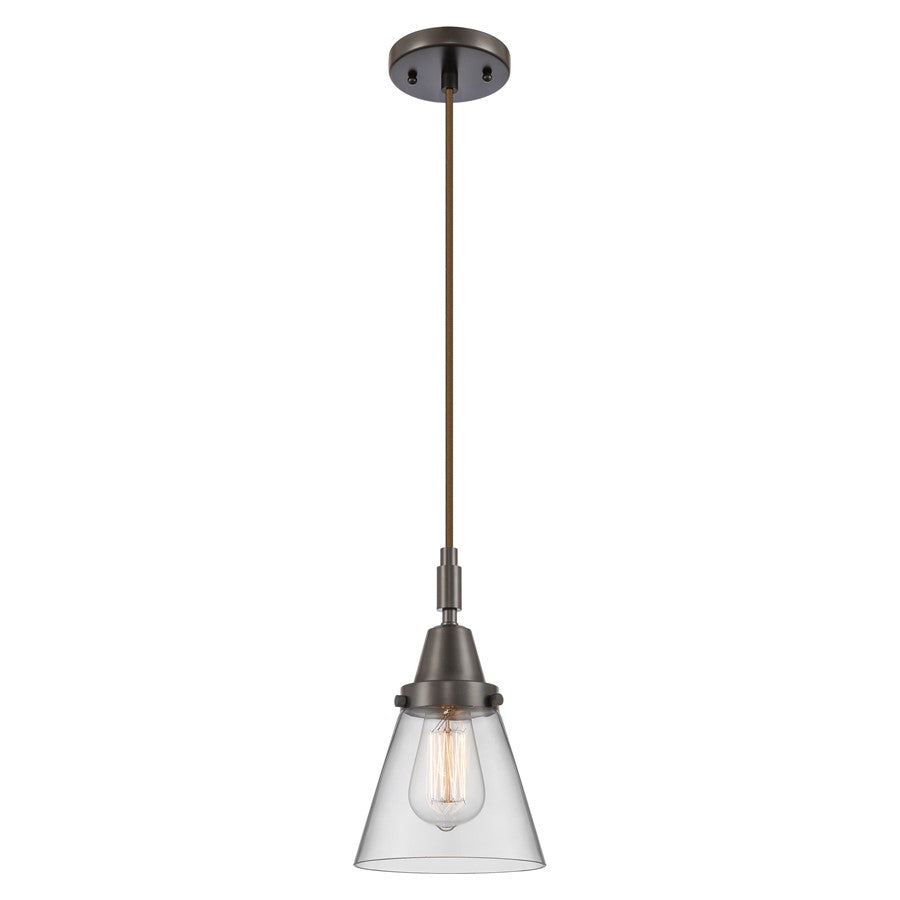 Innovations Caden Cone 1Lt 6" Cord Mini Pendant, Bronze/Clear - 447-1P-OB-G62