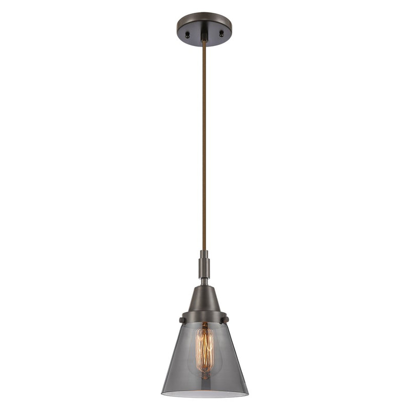 Innovations Caden Cone 1Lt 6" Cord Mini Pendant, Bronze/Smoke - 447-1P-OB-G63