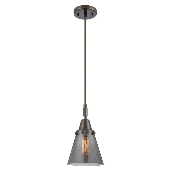Innovations Caden Cone 1Lt 6" Cord Mini Pendant, Bronze/Smoke - 447-1P-OB-G63