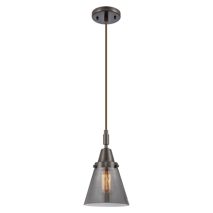 Innovations Caden Cone 1Lt 6" Cord Mini Pendant, Bronze/Smoke - 447-1P-OB-G63