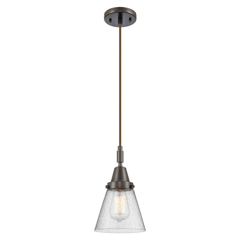 Innovations Caden Cone 1Lt 6" Cord Mini Pendant, Bronze/Seedy - 447-1P-OB-G64