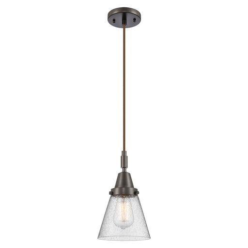 Innovations Caden Cone 1Lt 6" Cord Mini Pendant, Bronze/Seedy - 447-1P-OB-G64