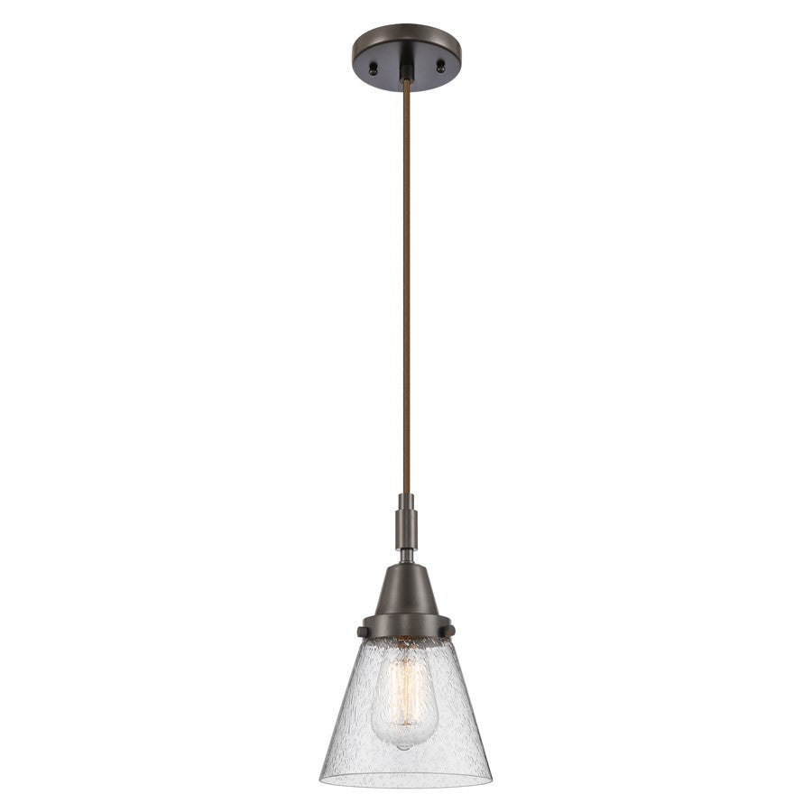 Innovations Caden Cone 1Lt 6" Cord Mini Pendant, Bronze/Seedy - 447-1P-OB-G64