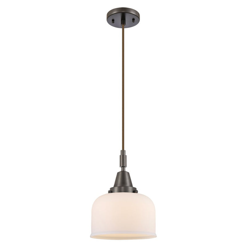 Innovations Caden Bell 1Lt 8" Cord Mini Pendant, Bronze/White - 447-1P-OB-G71