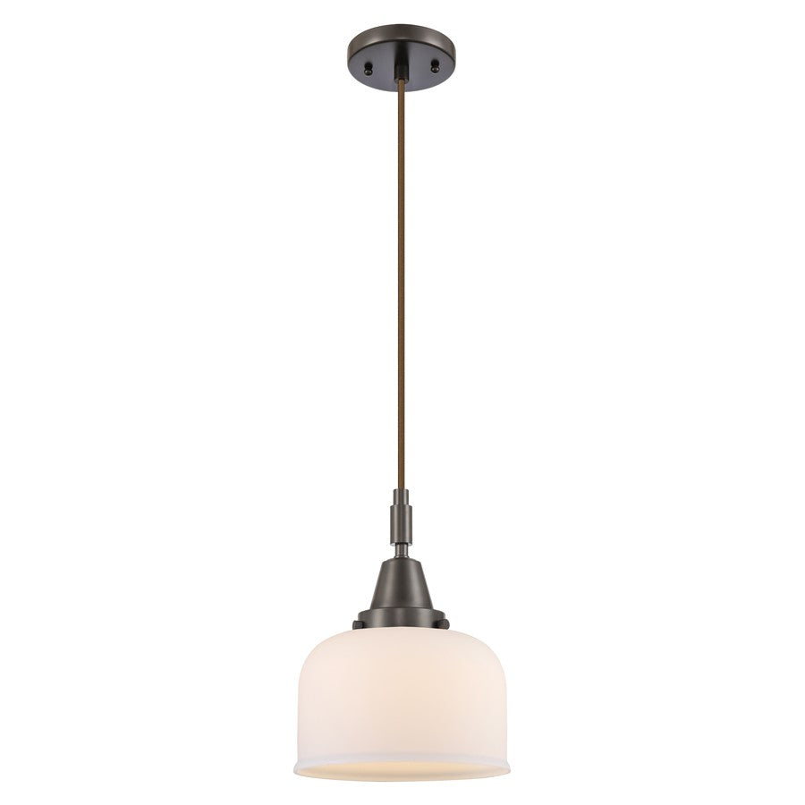 Innovations Caden Bell 1Lt 8" Cord Mini Pendant, Bronze/White - 447-1P-OB-G71