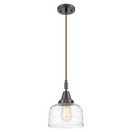 Innovations Caden Bell 8" Cord Mini Pendant, Bronze/Clear Deco - 447-1P-OB-G713