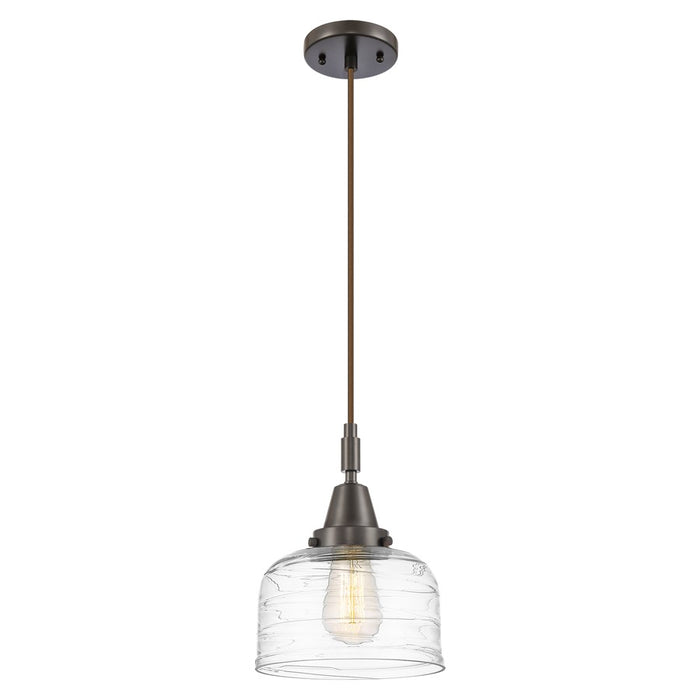 Innovations Caden Bell 8" Cord Mini Pendant, Bronze/Clear Deco - 447-1P-OB-G713