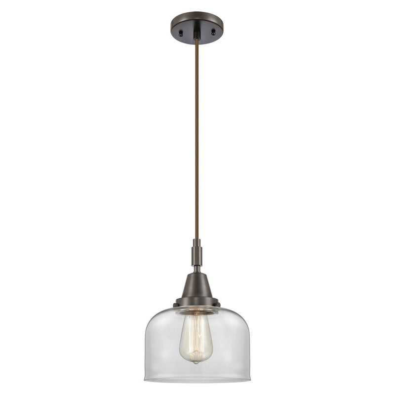 Innovations Caden Bell 1Lt 8" Cord Mini Pendant, Bronze/Clear - 447-1P-OB-G72