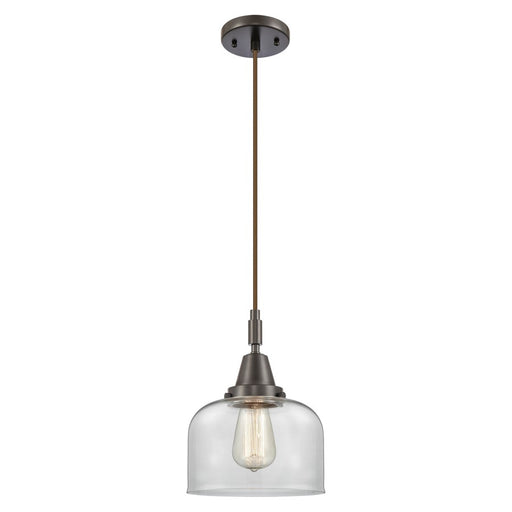 Innovations Caden Bell 1Lt 8" Cord Mini Pendant, Bronze/Clear - 447-1P-OB-G72