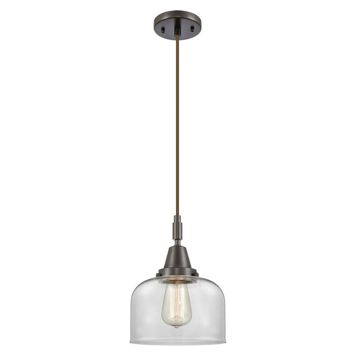 Innovations Caden Bell 1Lt 8" Cord Mini Pendant, Bronze/Clear - 447-1P-OB-G72