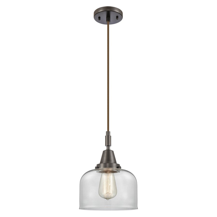 Innovations Caden Bell 1Lt 8" Cord Mini Pendant, Bronze/Clear - 447-1P-OB-G72