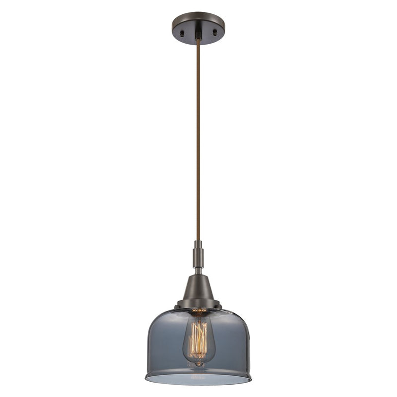 Innovations Caden Bell 1Lt 8" Cord Mini Pendant, Bronze/Smoke - 447-1P-OB-G73