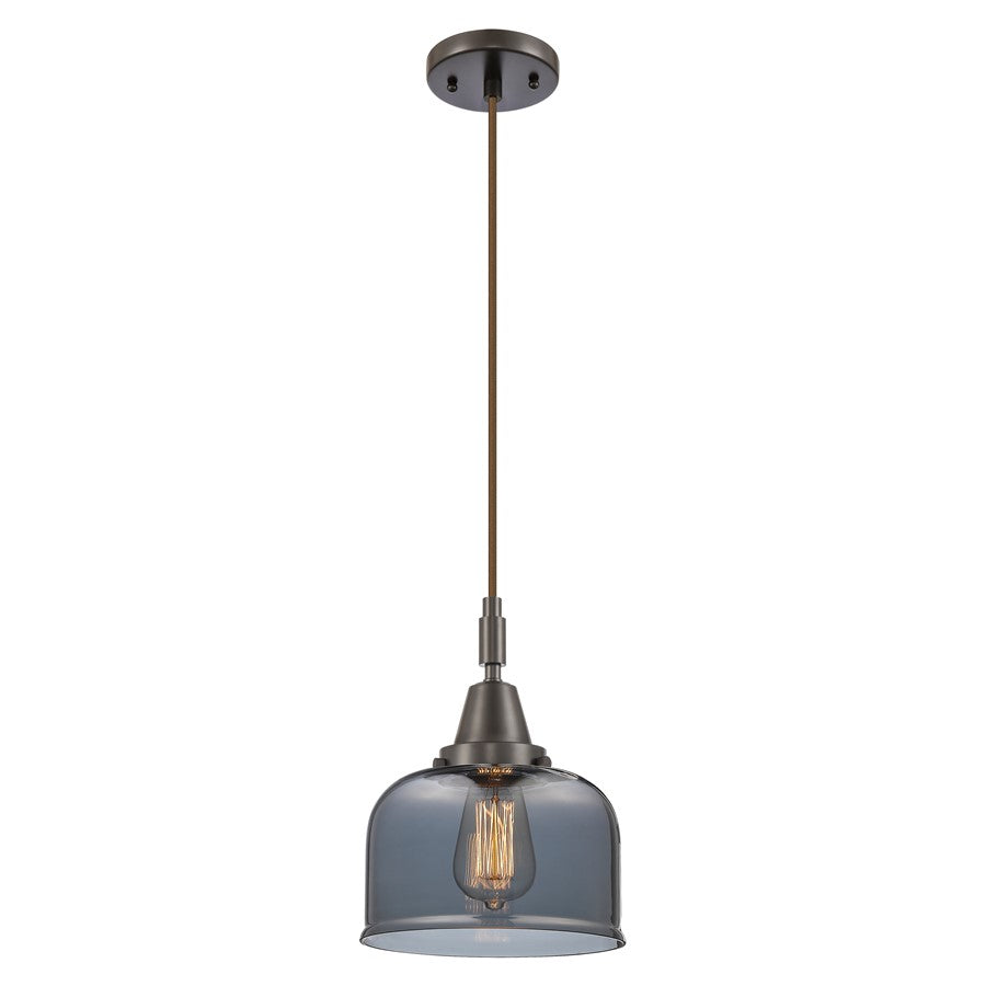Innovations Caden Bell 1Lt 8" Cord Mini Pendant, Bronze/Smoke - 447-1P-OB-G73