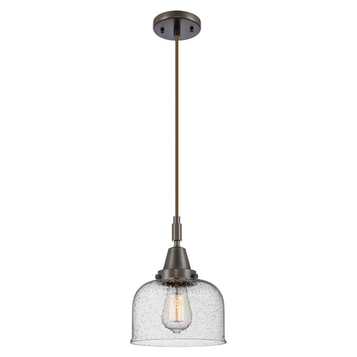 Innovations Caden Bell 1Lt 8" Cord Mini Pendant, Bronze/Seedy - 447-1P-OB-G74