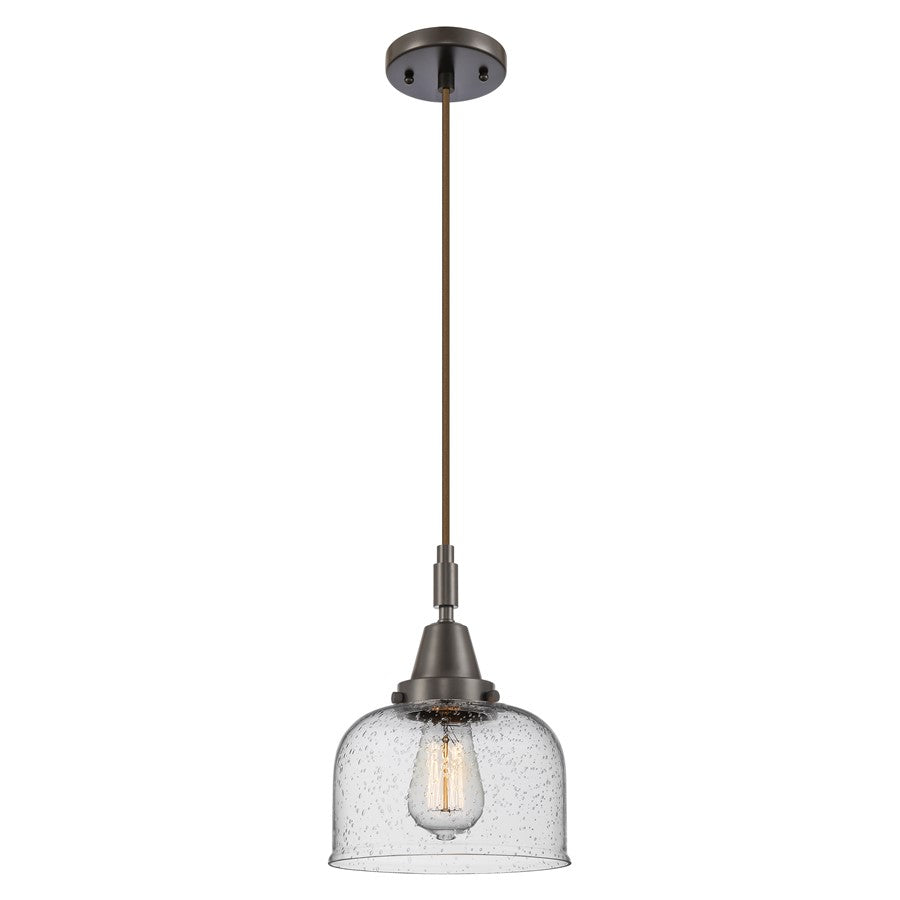 Innovations Caden Bell 1Lt 8" Cord Mini Pendant, Bronze/Seedy - 447-1P-OB-G74